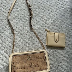 Anne Klein Cream and Tan Crossbody Bag